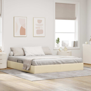 vidaXL Ottoman Bedframe met opslag Crème 160 x 200 cm Stof