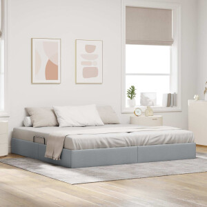vidaXL Ottoman Bedframe met opslag Lichtgrijs 200 x 200 cm Stof