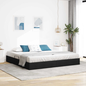 vidaXL Ottoman Bedframe met opslag Zwart 200 x 200 cm Stof