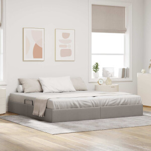 vidaXL Ottoman Bedframe met opslag Taupe 200 x 200 cm Stof