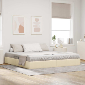 vidaXL Ottoman Bedframe met opslag Crème 200 x 200 cm Stof