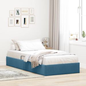 vidaXL Opslag bed met hoofdeinde Donkerblauw 90 x 190 cm Fluweel