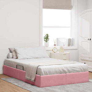 vidaXL Opslag bed met hoofdeinde met opslag Roze 120 x 200 cm Fluweel