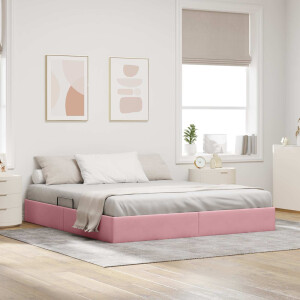 vidaXL Opslag bed met hoofdeinde met opslag Roze 160 x 200 cm Fluweel