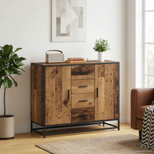 vidaXL Dressoir Oud hout 92 x 35 x 76 cm Bewerkt hout