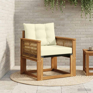 vidaXL Buiten Midden Sofa Massief Acaciahout en Textilene Naturel