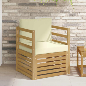 vidaXL Tuinbank Polyester Wit en crèmekleurig