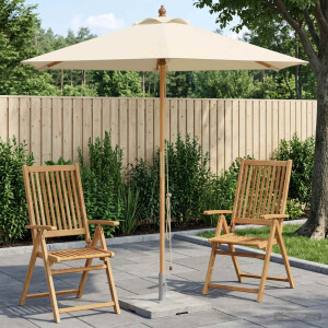 vidaXL Tuinparasol Ø 210 x 237 cm massief eucalyptushout Crèmewit