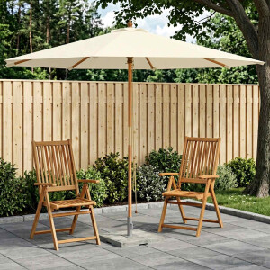 vidaXL Parasol Ø 300 x 248 cm massief eucalyptushout Crèmewit
