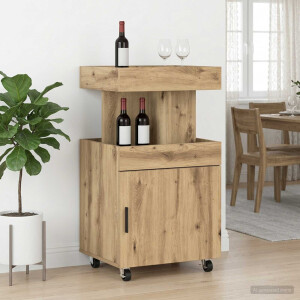 vidaXL Serveerwagen Artisanaal eiken 50 x 41 x 89 cm Bewerkt hout