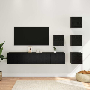 vidaXL Tv-meubelset 6 pcs 80 x 30 x 30 cm Zwart eiken Bewerkt hout