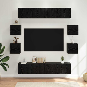 vidaXL Tv-meubelset 8 pcs 80 x 30 x 30 cm Zwart eiken Bewerkt hout
