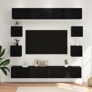 vidaXL Tv-meubelset 8 pcs 100 x 30 x 30 cm Zwart eiken Bewerkt hout