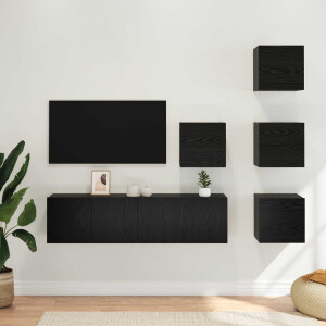 vidaXL Tv-meubelset 6 pcs 60 x 30 x 30 cm Zwart eiken Bewerkt hout