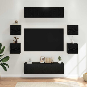 vidaXL Tv-meubelset 8 pcs 120 x 30 x 30 cm Zwart eiken Bewerkt hout