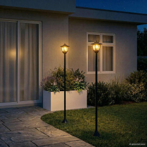 vidaXL Lantaarnpaal Set 2 st Zwart 16 x 16 x 156 cm RVS en ABS