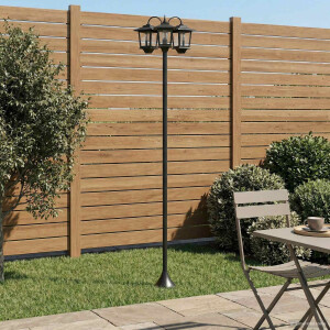 vidaXL 3-Armige Lantaarnpaal Zwart 16 x 16 x 187 cm Aluminium en ABS