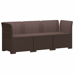 vidaXL 3-zits Tuinbank in Rattan Look PP Bruin