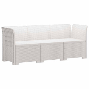 vidaXL 3-Zits Tuin Sofa Rattan Look PP Wit