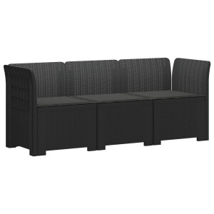 vidaXL 3-zits tuinbank met kussens in rattanlook PP Antraciet