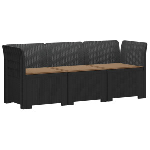 vidaXL 3-zits tuinbank met kussens in rattanlook PP Antraciet