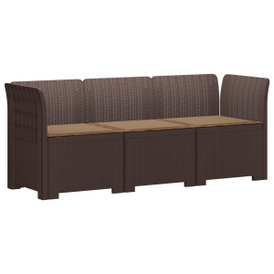 vidaXL 3-zits tuinbank met kussens in rattanlook PP Bruin