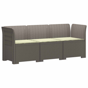 vidaXL 3-zits tuinbank met kussens in rattanlook PP Lichtgrijs