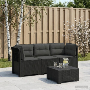vidaXL 3-zits tuinbank met kussens in rattanlook PP Antraciet