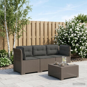 vidaXL 3-zits tuinbank met kussens in rattanlook PP Lichtgrijs