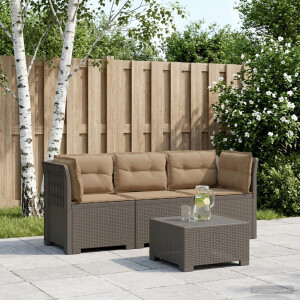 vidaXL 3-zits tuinbank met kussens in rattanlook PP Lichtgrijs