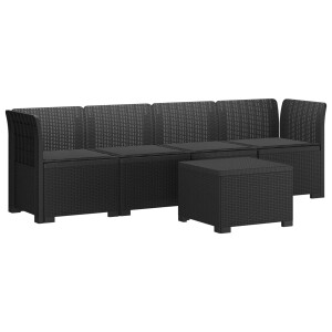 vidaXL 4-Persoons Tuin Sofa met Kussens Rieten Look PP Antraciet