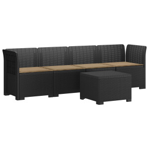 vidaXL 4-Persoons Tuin Sofa met Kussens Rieten Look PP Antraciet
