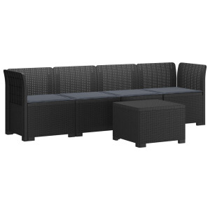 vidaXL 4-Persoons Tuin Sofa met Kussens Rieten Look PP Antraciet