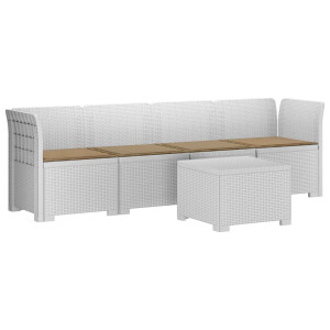 vidaXL 4-Persoons Tuin Sofa met Kussens Rieten Look PP Wit