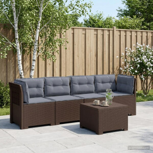 vidaXL 4-Persoons Tuin Sofa met Kussens Rieten Look PP Bruin