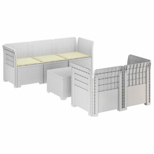 vidaXL 5-Zits Tuin Sofa met Kussens Rattan Look PP Wit