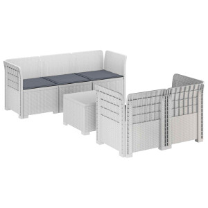 vidaXL 5-Zits Tuin Sofa met Kussens Rattan Look PP Wit