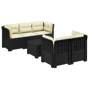 vidaXL 5-Zits Tuin Sofa met Kussens Rattan Look PP Antraciet