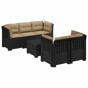 vidaXL 5-Zits Tuin Sofa met Kussens Rattan Look PP Antraciet