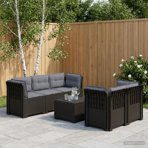 vidaXL 5-Zits Tuin Sofa met Kussens Rattan Look PP Antraciet