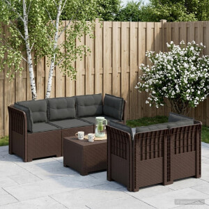 vidaXL 5-Zits Tuin Sofa met Kussens Rattan Look PP Bruin