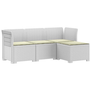vidaXL 4-Persoons Tuinbank met Kussens Rieten Look PP Wit