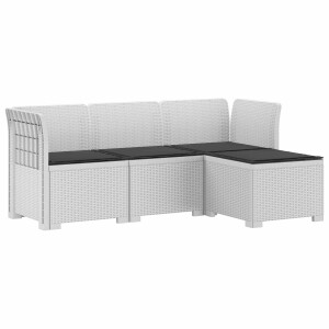 vidaXL 4-Persoons Tuinbank met Kussens Rieten Look PP Wit