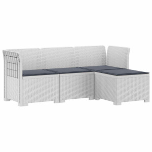 vidaXL 4-Persoons Tuinbank met Kussens Rieten Look PP Wit