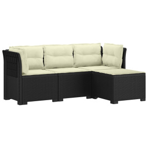 vidaXL 4-Persoons Tuinbank met Kussens Rieten Look PP Antraciet