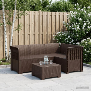 vidaXL 4-Zits Tuin Sofa Rattan Look PP Bruin