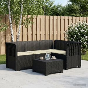 vidaXL 4-Zits Tuin Sofa met Kussens Rattan Look PP Antraciet