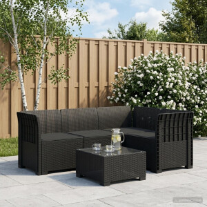 vidaXL 4-Zits Tuin Sofa met Kussens Rattan Look PP Antraciet
