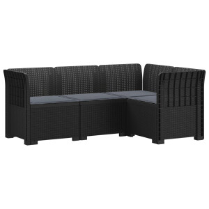 vidaXL 4-Zits Tuin Sofa met Kussens Rattan Look PP Antraciet