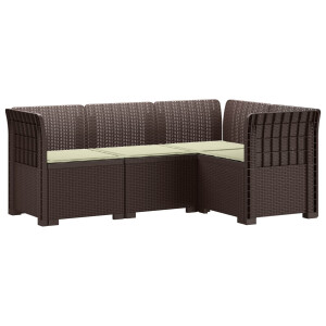 vidaXL 4-Zits Tuin Sofa met Kussens Rattan Look PP Bruin